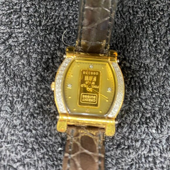 Croton Swiss 23 K Gold Plated Credit Suisse Gold Ingot Watch. 1 gram Ingot - Picture 1 of 10